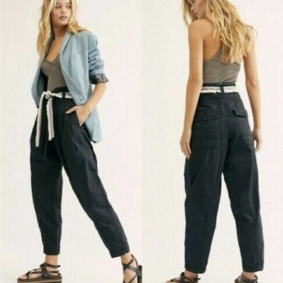 "Free People," Stylish Navy Cargo Pants - Picture 1 of 8